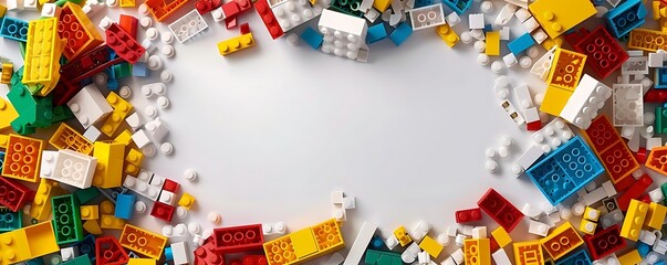 Colorful Plastic Building Blocks Frame Background Illustration