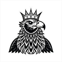 royal eagle crown on head black vector