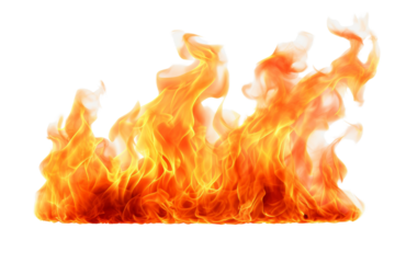 A photorealistic image of the fire emoji rendered in high definition, isolated on a white background.