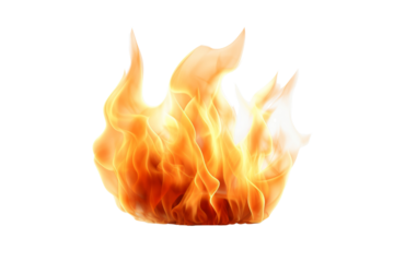 A photorealistic image of the fire emoji rendered in high definition, isolated on a white background.