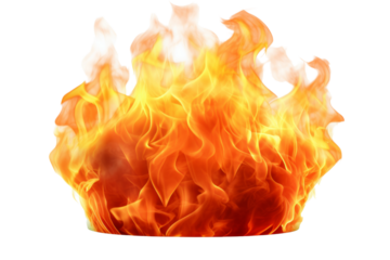 A photorealistic image of the fire emoji rendered in high definition, isolated on a white background.