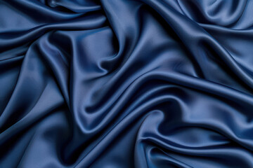 Obraz premium Luxurious blue satin fabric, smooth and flowing texture. Ideal for backgrounds, fashion design, and artistic projects. High resolution.