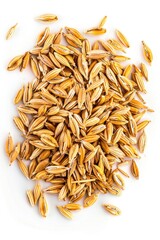 A pile of oats sits on a white surface, ready to be used or stored