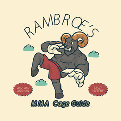 Ram MMA Vintage And Retro Mascot Illustration