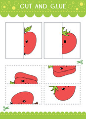 Find the couple of the picture. Simple educational game for kids. Cut and glue. Vector worksheet