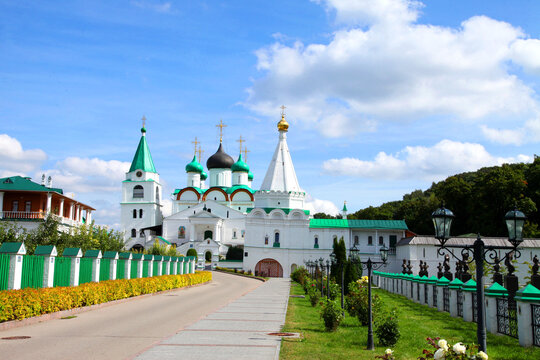 Nizhny Novgorod, Russia - August 26, 2020: Holy Trinity-Saint Seraphim-Diveyevo Monastery on a sunny summer day