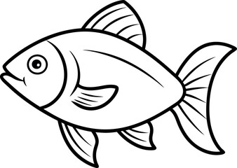 fish silhouette vector, black and white Background