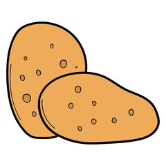 Hand drawn cartoon two potatoes on a white background.