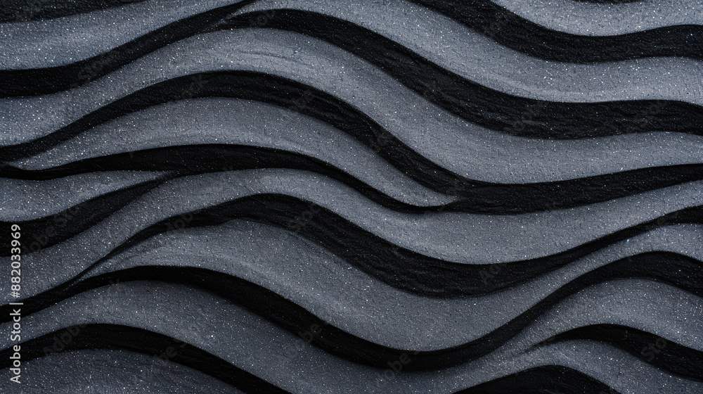 Poster abstract black wavy lines texture, close-up. smooth curved patterns create a dynamic visual effect, 