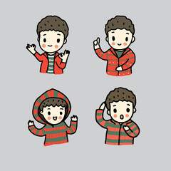 cute boy character, boy emotion. Hand drawn style vector illustration