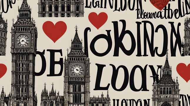I love London hand drawn vector lettering and Big Ben.generative.ai
