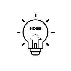 light bulb icon for home vector illustration in one line. idea for logo and web technology.eps