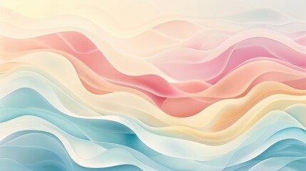This illustration showcases soft pastel curved lines in harmonious colors, ideal for creating calming, serene designs and visual content that exudes tranquility and peace.