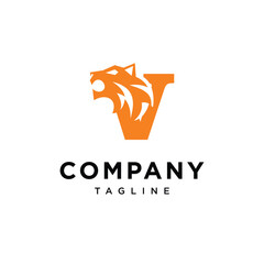 Letter V Tiger Head Logo Icon Vector Template