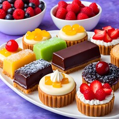 different types of cake with strawberries