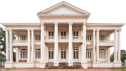 Fototapeta premium Classical White Mansion with Columns and Balconies
