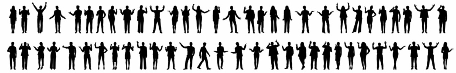 Businesspeople silhouette set. Business people with different poses isolated on white background. 