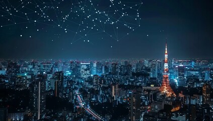 IoT(Internet of Things). ICT(Information Communication Network). Concept of a smart city and a communication network.