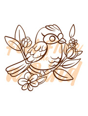 little bird vector with text feel free as a bird in transparent background