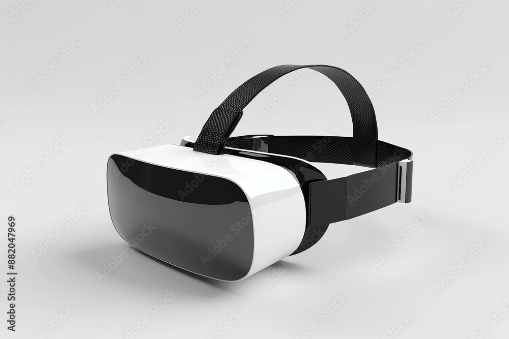 Sticker 3D rendering of virtual reality glasses isolated on a white monochrome background