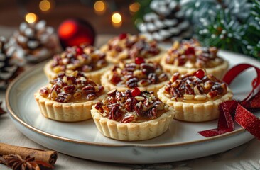Festive Mini Tarts With Star Anise and Holiday Decorations