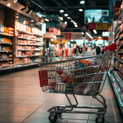 Collection of Shopping Cart full of Product in it