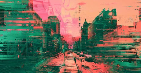 Green oil painting on canvas with rough strokes. Background illustration in digital form