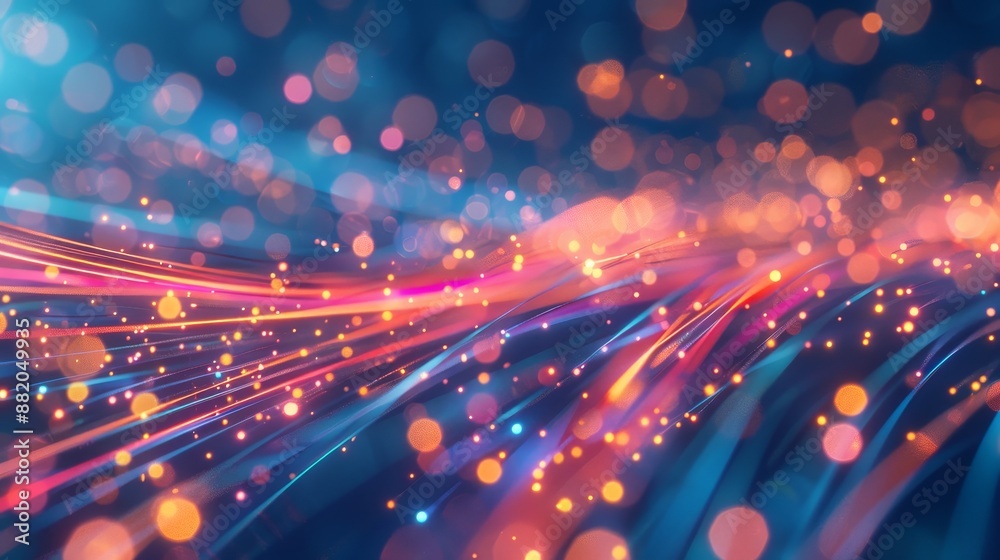 Poster An abstract depiction of abstract optical fibers. High-speed internet connection based on light signals. 3D concept.