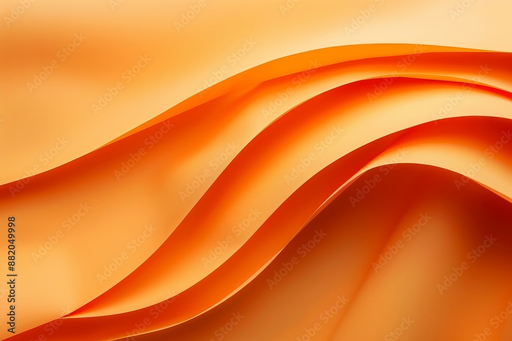 Poster Orange macro background created by curved color paper sheets and macro photography. Smooth lines and shapes and vivid color.