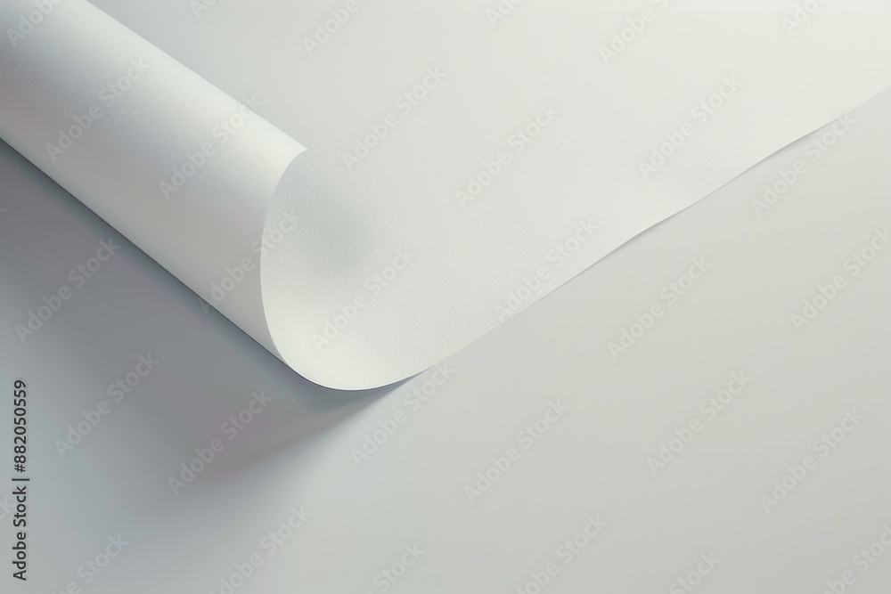 Poster a roll of white paper sits on a table, ready for use