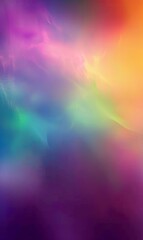 An abstract color gradient background, abstract vibrant colors, grain texture, and blurred orange purple green spots on black are displayed