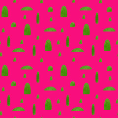 Psychedelic watercolor pattern. Seamless background, abstract green and pink contrasting simple geometric ornament, for textile, fabric, wallpapers