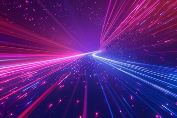 Obraz premium Abstract futuristic background with gold PINK blue glowing neon waves and bokeh lighting. Data transfer concept.