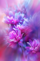 Obraz premium Photographed through a prism, zinnia flowers are bright and colorful