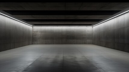 Modern Minimalist Concrete Room with Illuminated Ceiling