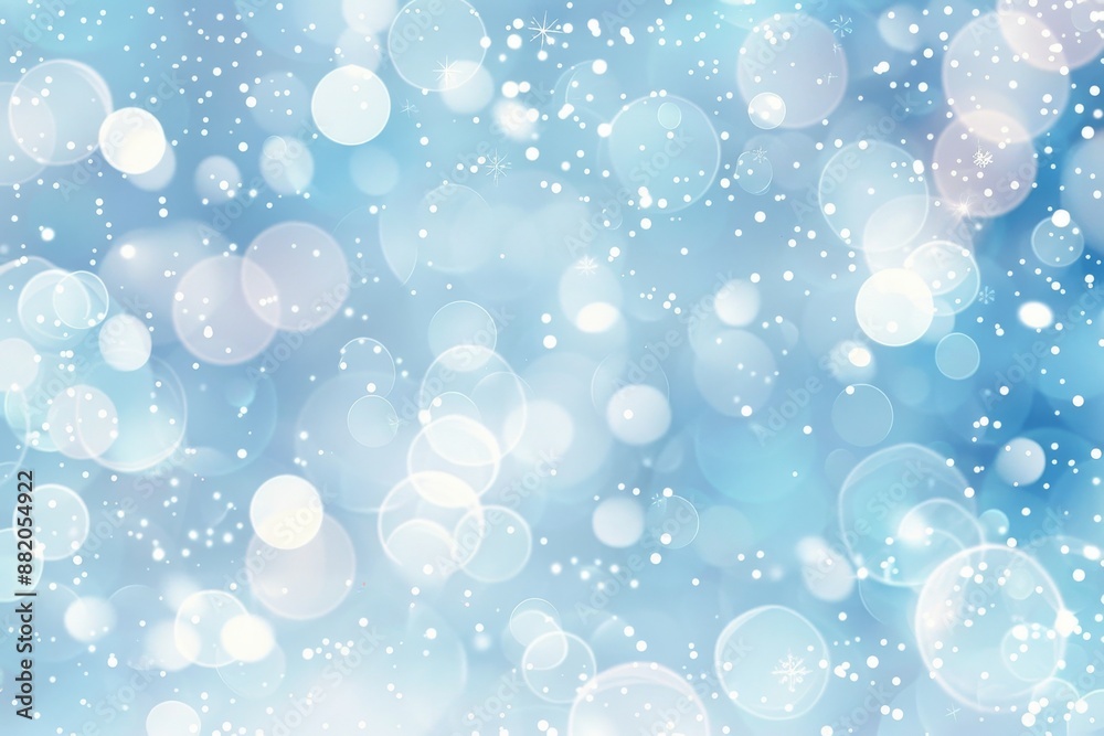 Wall mural abstract light background with blurred bokeh / circle light on blue / abstract light background with