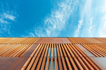 Abstract architecture background with detailed wood and blue sky