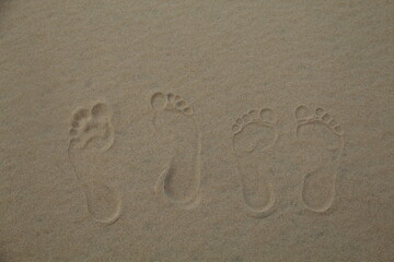 marcas de pés de casal em areia 