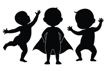 silhouette of dancing children vector illustration isolated on white background