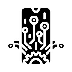 mobile technology business process glyph icon vector. mobile technology business process sign. isolated symbol illustration