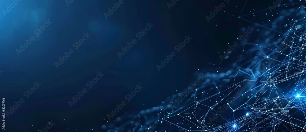 Poster this banner features a blue abstract background with dots connected to a network grid. it's generate