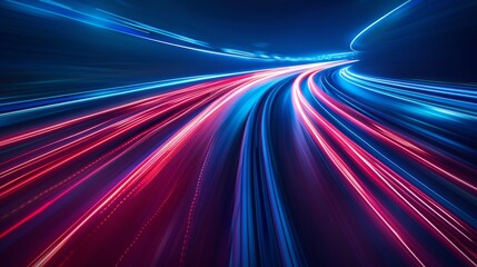 An illustration of fast motion, an abstract line, and a blue blur effect light motion trails