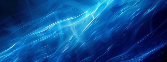 Obraz premium Abstract blue wallpaper background reminiscent of fluid waves and calming ocean depths. 16:10 widescreen.