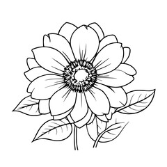 isolated on white background. Flower simple Vector illustration.