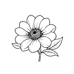 isolated on white background. Flower simple Vector illustration.