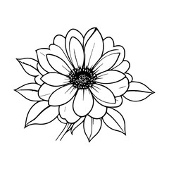 isolated on white background. Flower simple Vector illustration.