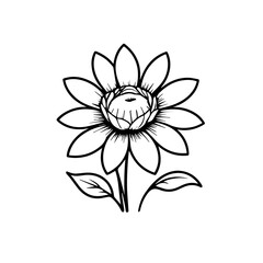 isolated on white background. Flower simple Vector illustration.