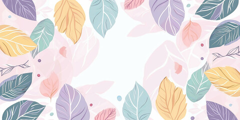 Fototapeta premium Bunte pastellfarbene Blätter Hintergrund Motiv Designillustration