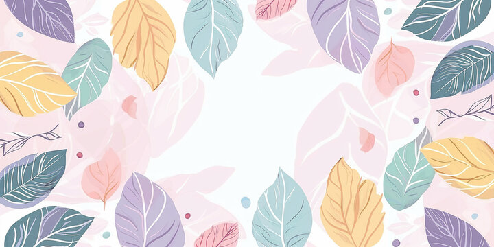 Bunte pastellfarbene Bl&auml;tter Hintergrund Motiv Designillustration