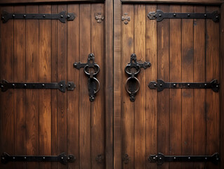 Wooden Door with Black Handles